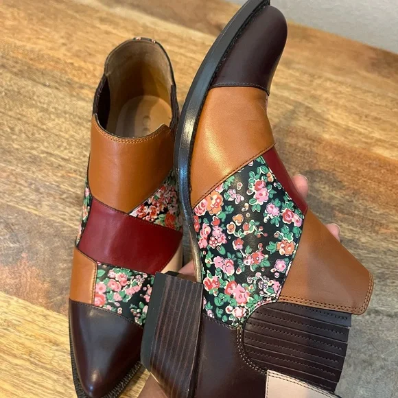 Coach Women's Patchwork Ankle Boots - Brown, Red, Floral - Picture 10 of 11